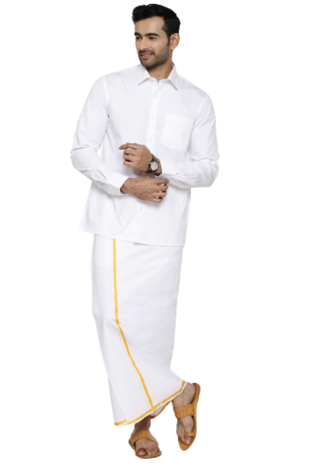 Ramraj Cotton Mens Full Sleeve White Shirt Plus Size - Classic Cotton | Grocsy