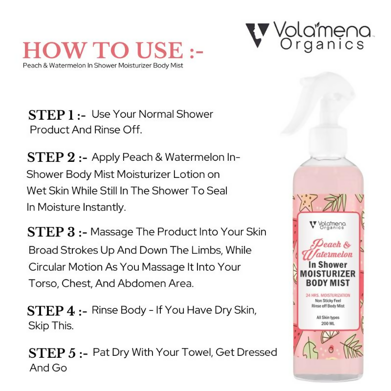 Volamena Peach & Watermenlon In Shower Moisturizer Body Mist | Grocsy