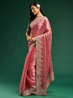 kasee Floral Embroidered Silk Blend Saree | Grocsy