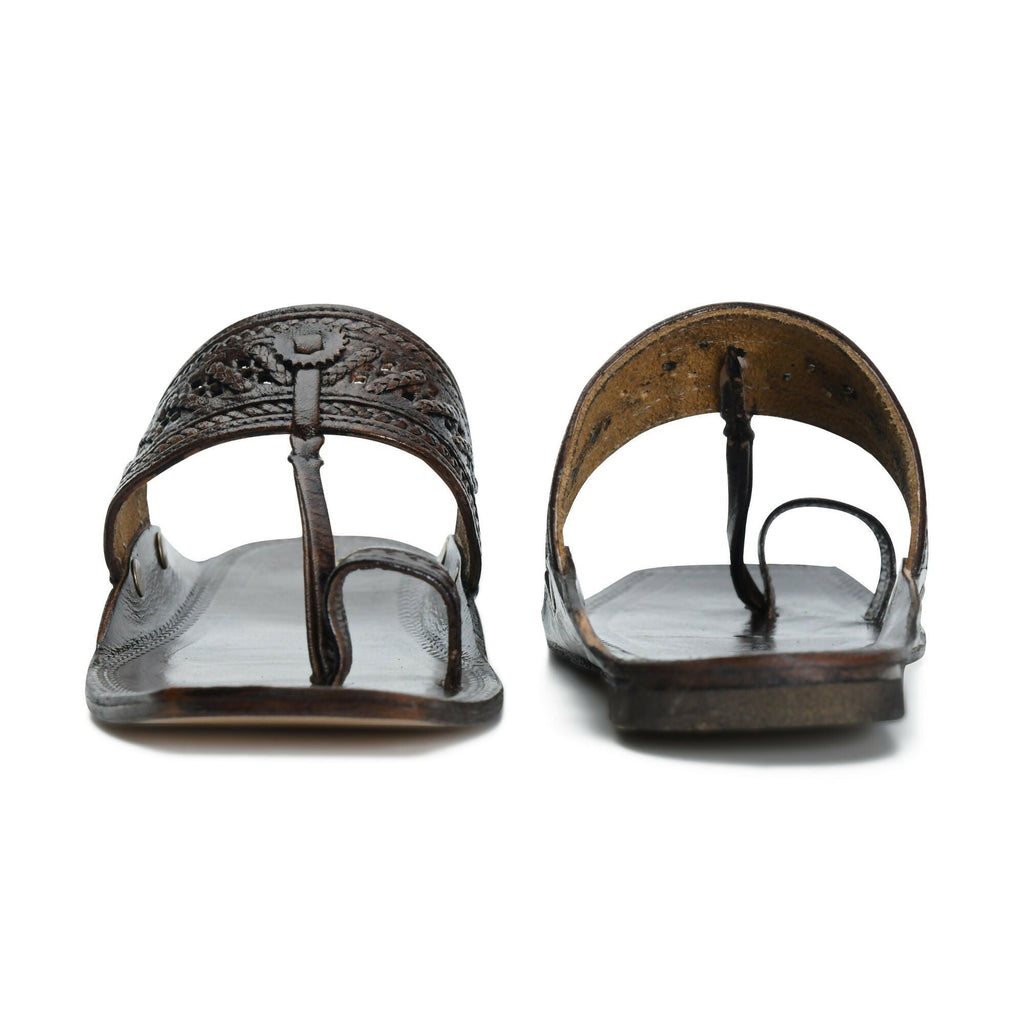 Stepsoft Men'S Brown Kolhapuri Chappal | Cutwork Leather Ethnic Slip-On Footwear | Grocsy