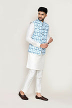 Joban Fashion White Colored Cotton Based Printed Work Men's Jacket | Grocsy