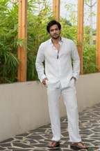 Linen Light Blue Moonlit Shirt By Hilo Design | Grocsy