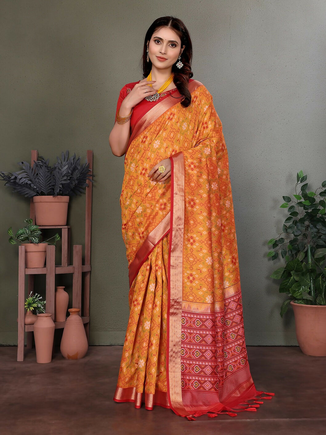 Joban Fashion Orange Plain Banarasi Silk Sarees | Grocsy
