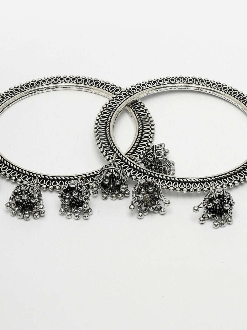 NVR Women's Set of 2 Silver-Toned German Silver Oxidised Bangle