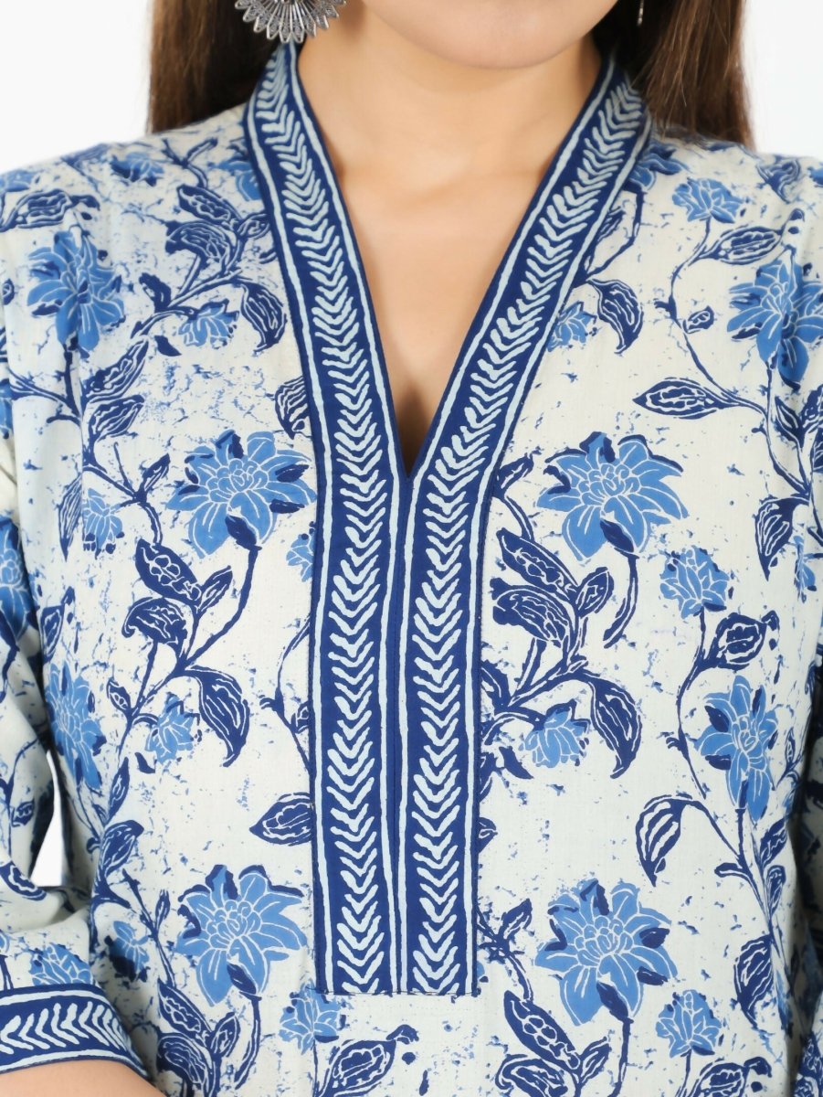 Aramya Off White Soft Cotton Floral Straight Kurta for Women | Grocsy