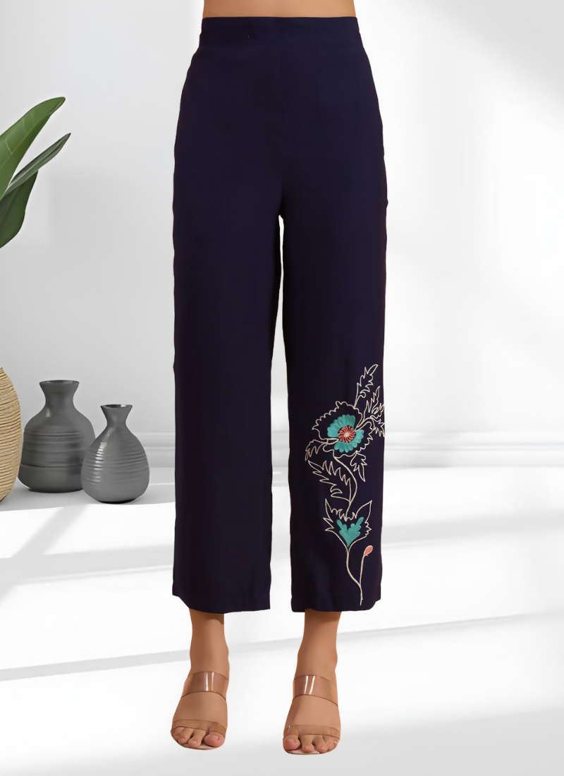 Joban Fashion Navy Blue Silk Embroidered Readymade Cord Set | Grocsy