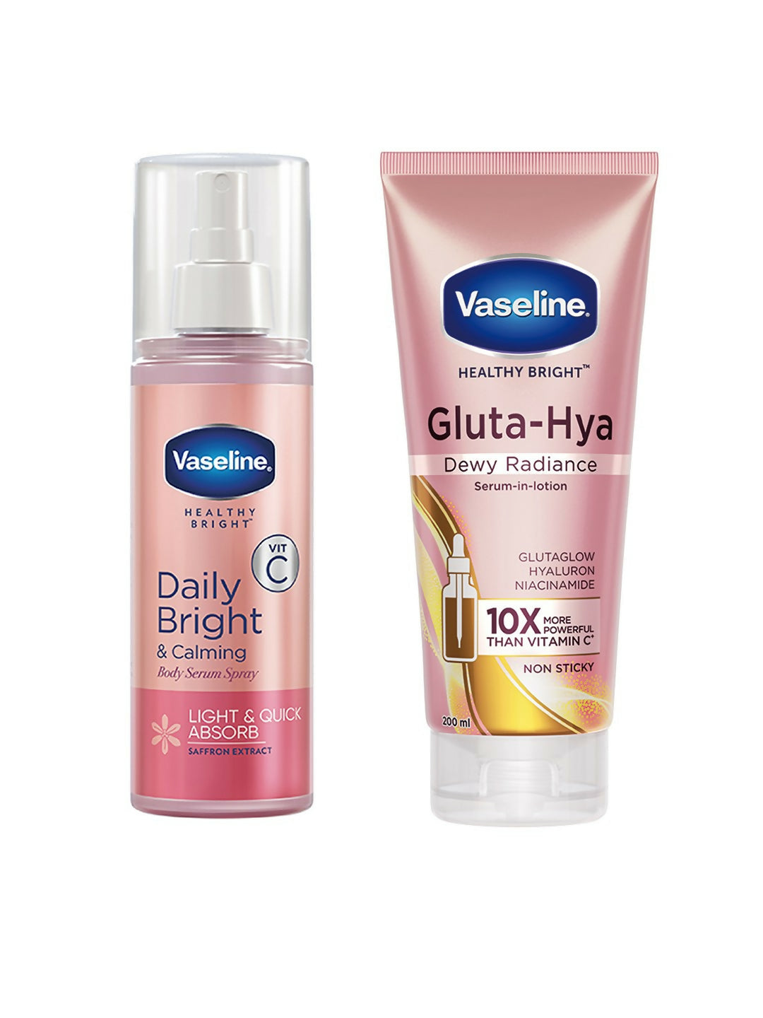 Vaseline Daily Hydration Combo - Gluta Hya Serum-In-Lotion & Daily Bright Body Serum Spray | Grocsy