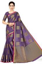 Mimosa Women's Kanchipuram Tussar Silk Purple Saree | Grocsy