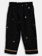 Ahalyaa Black Crepe Kids Kurta Pants With Dupatta For Girls | Grocsy