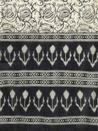 Yufta Black & Off-White Ethnic Screen Print Cotton Straight Kurta Palazzo & Dupatta | Grocsy