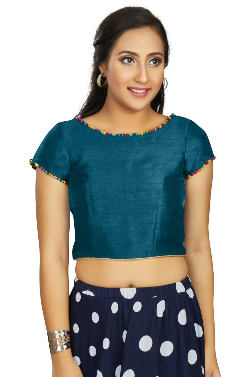 Aastha Fashion Women's Teal Art Silk Designer Party Wear Readymade Blouse | Grocsy