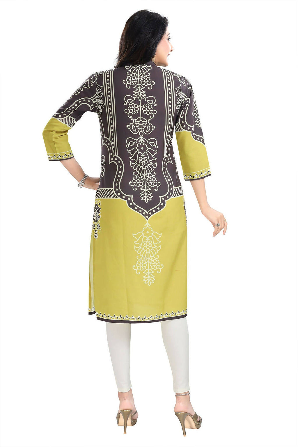 Snehal Creations Gracious Gray Designer Digital Print Cotton Slub Fabric Long Kurti Tunic | Grocsy