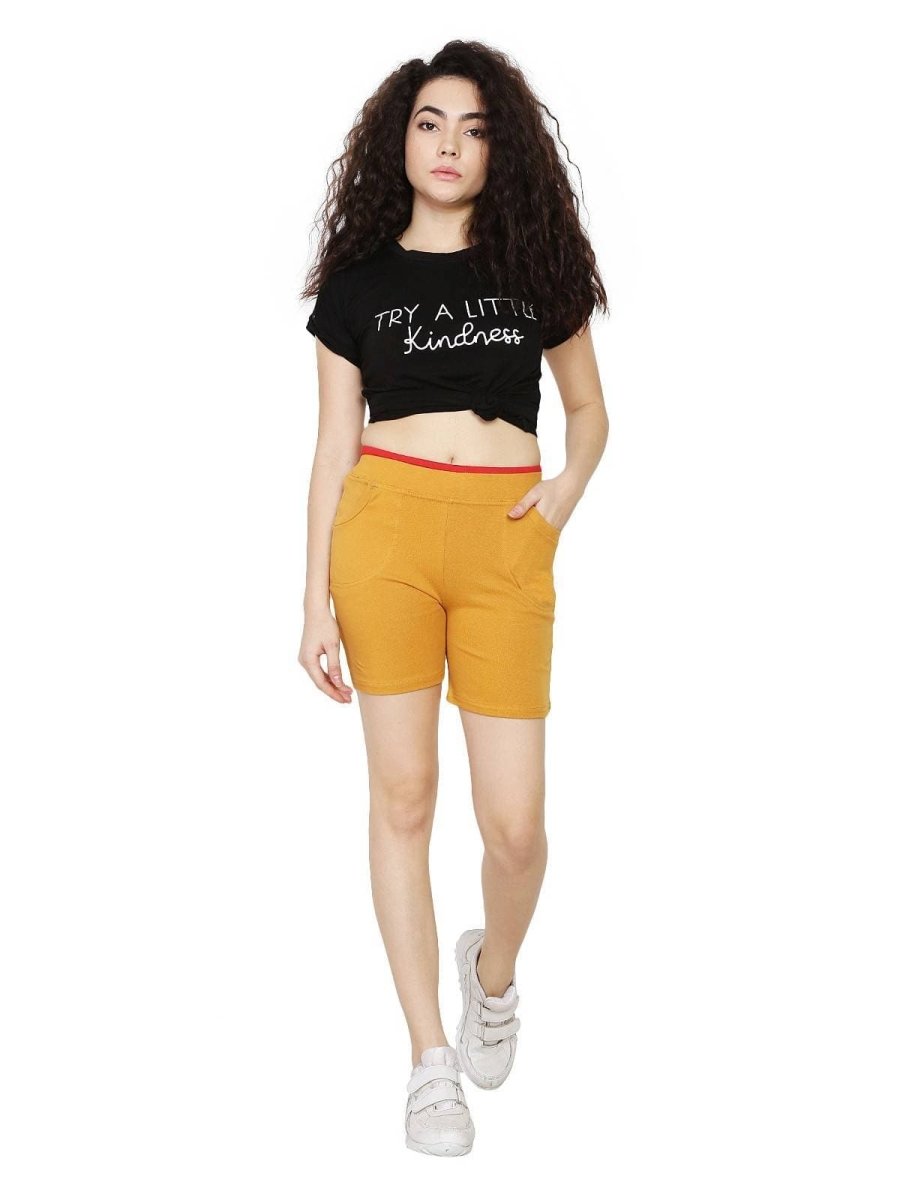 Asmaani Mustard Color Short Pant with Two Side Pockets | Grocsy
