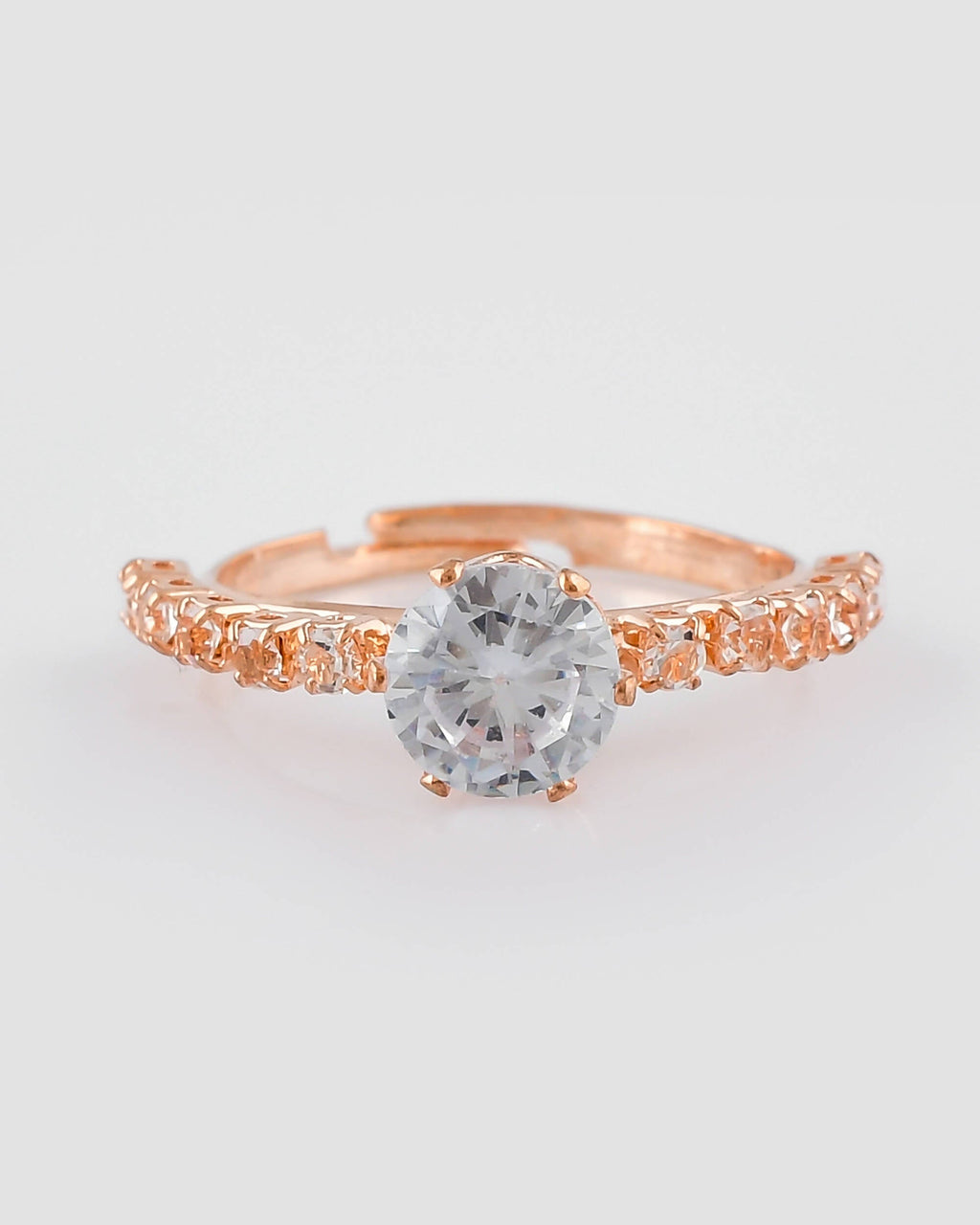 VOJ white CZ-detail Stainless Steel Cubic Zirconia Gold-Polished adjustable finger Ring | Grocsy