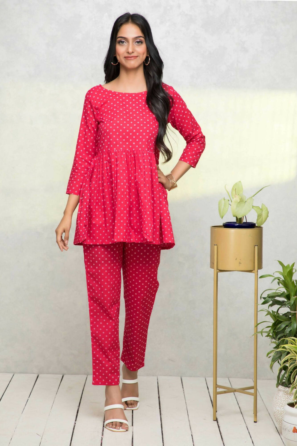 Myshka Women Red Printed Co-Ords | Grocsy