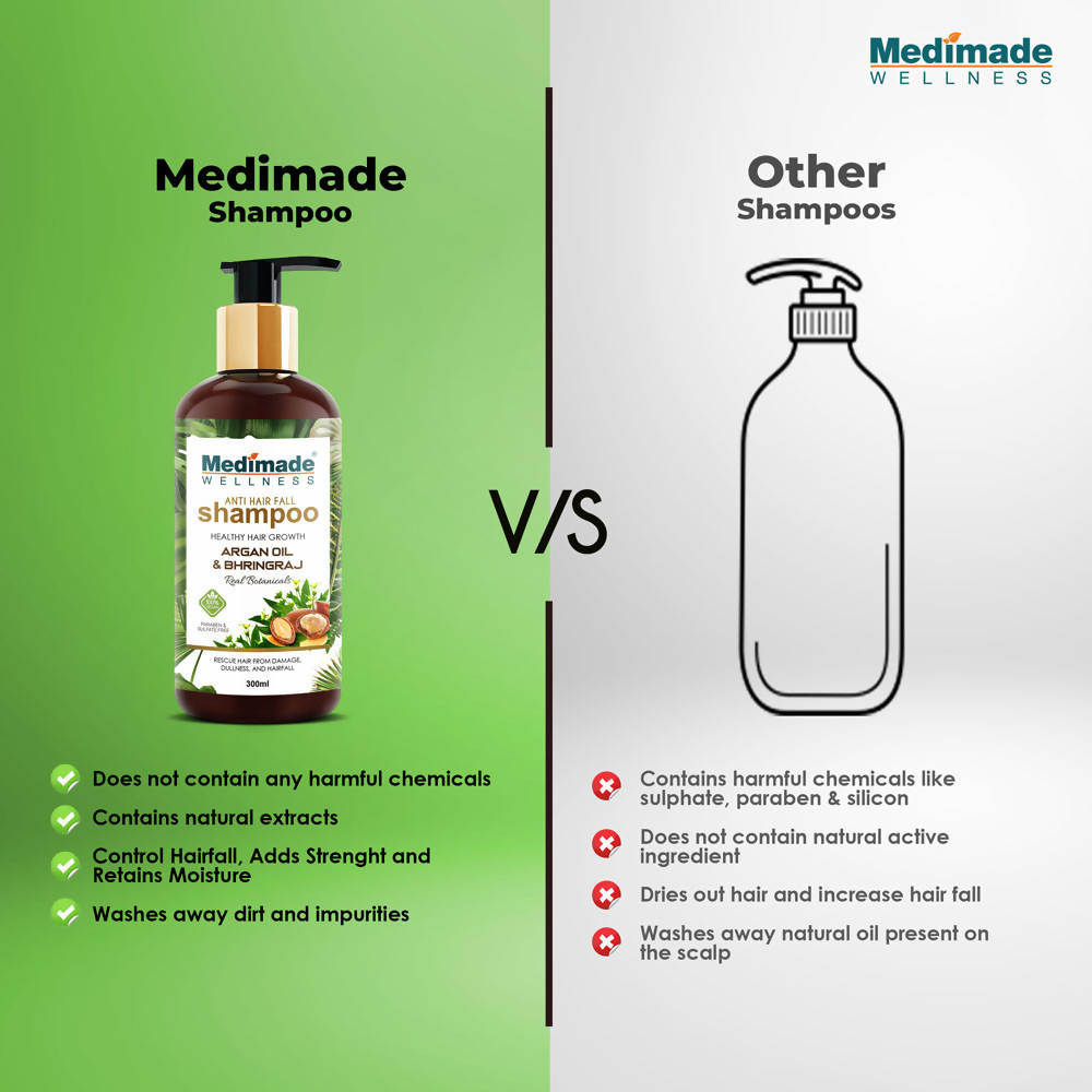 Medimade Wellness Anti Hair Fall Shampoo with Argan Oil & Bhringraj | Grocsy
