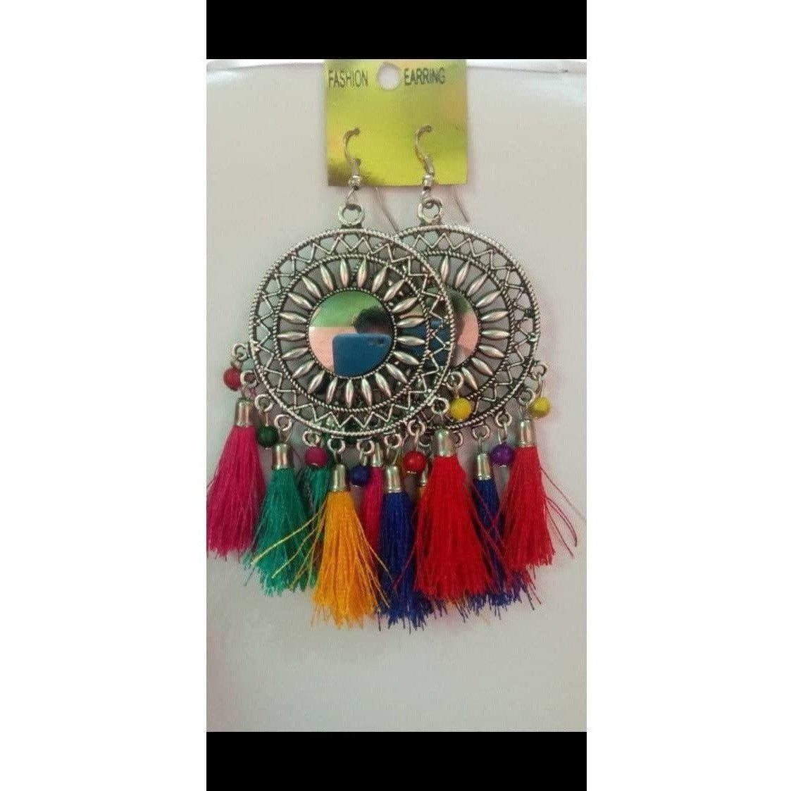 MS Fashion India Muskan Fancy Ear Rings with Multi Color Threads | Grocsy
