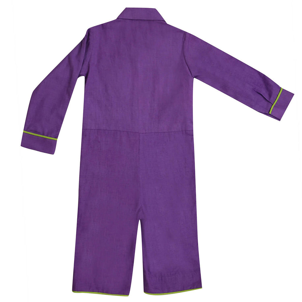 Mhyssa Purple Voiler Suit With Round Neck Full Sleeves For Kids | Grocsy