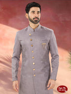 Joban Fashion Men's Light Purple Straight Imported Tr Self-Design In Fabric Indo-Western Kurta Set | Grocsy