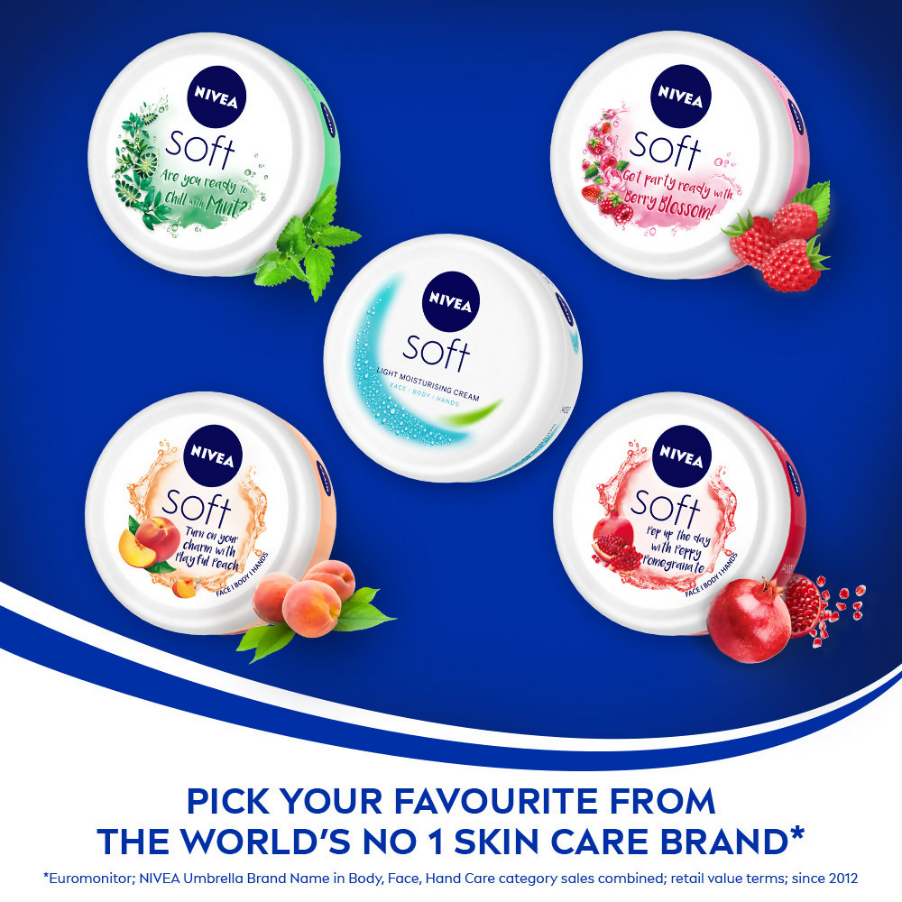 Nivea Soft Light Moisturizer Cream Peppy Pomegranate For Hands And Body | Grocsy