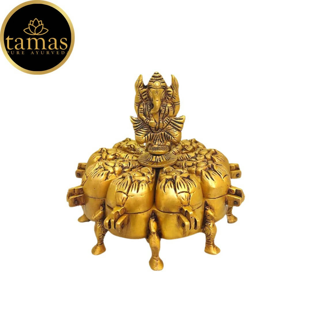 Tamas Handcrafted Brass Kumkum Box | Grocsy