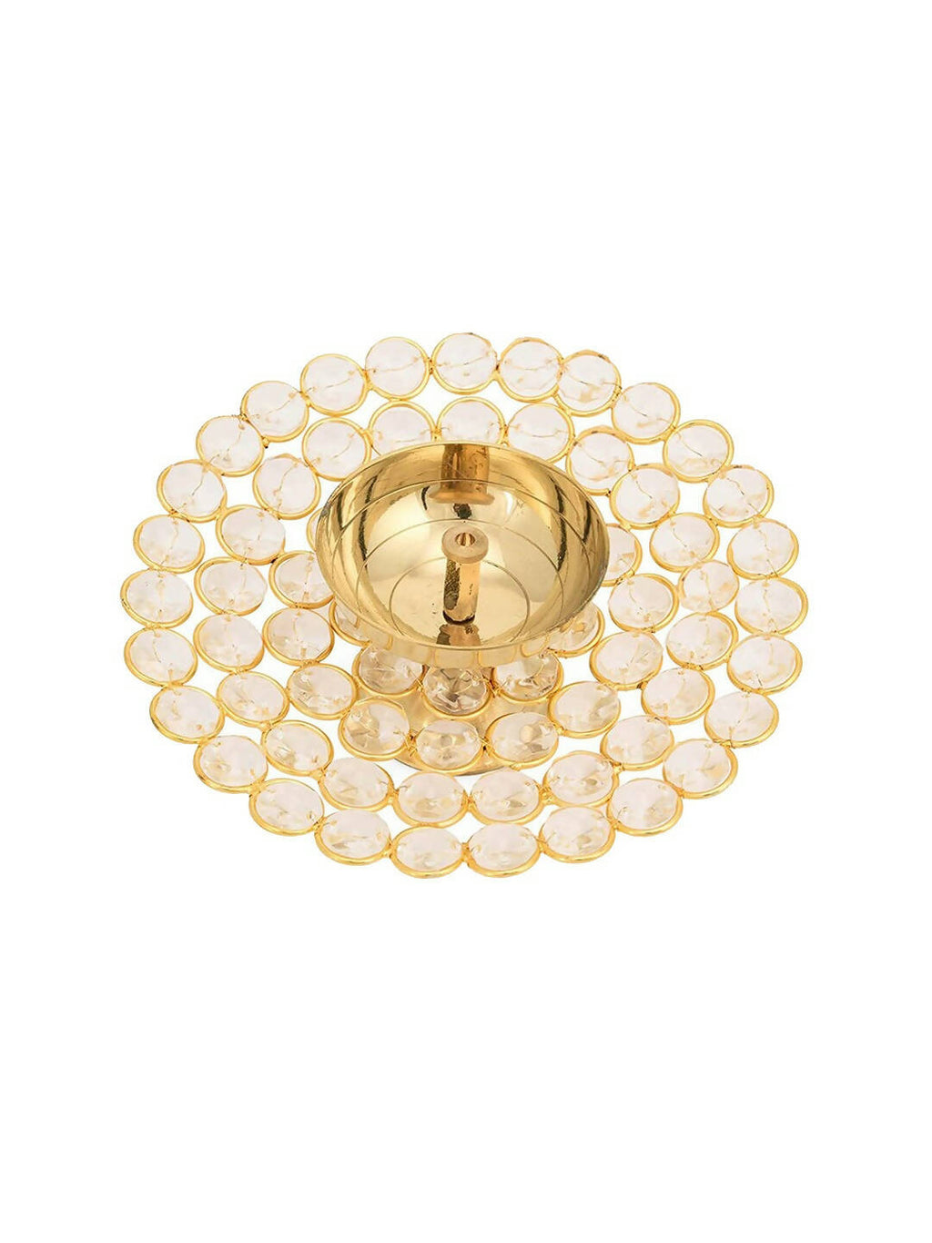 CraftVatika Gold-Toned Crystal Akhand Diya Oil Puja Lamp | Grocsy