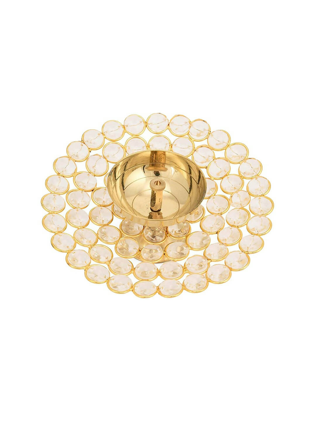 CraftVatika Gold-Toned Crystal Akhand Diya Oil Puja Lamp | Grocsy