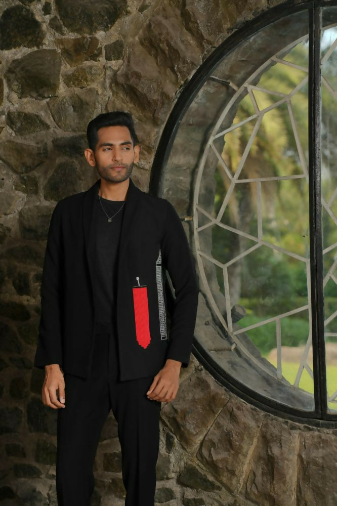 Statement Embroidered Black Co-Ord Set by Hilo Design | Grocsy