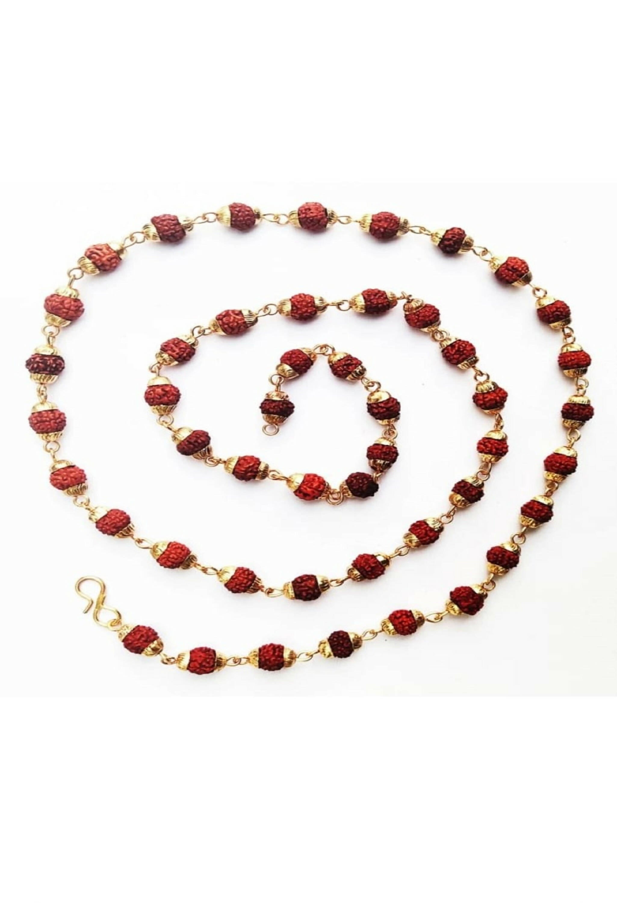 Mominos Fashion Joharkamal Gold-Polished Statement Rudraksha Mala Long Necklace (Golden) | Grocsy