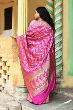 Joban Fashion Pink Soft Pure Handloom Banarasi Silk Saree | Grocsy