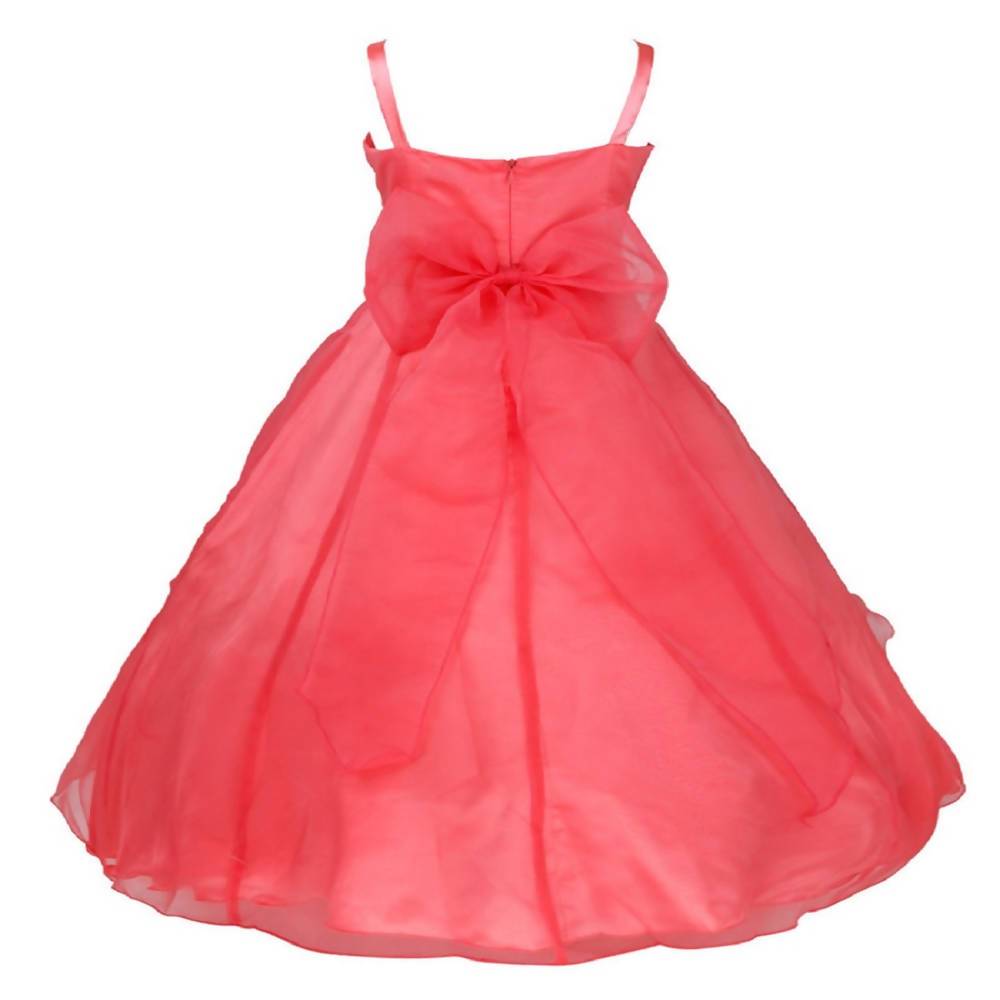 Asmaani Baby Girl's Peach Colour Satin A-Line Maxi Full Length Dress (AS-DRESS-22086) | Grocsy
