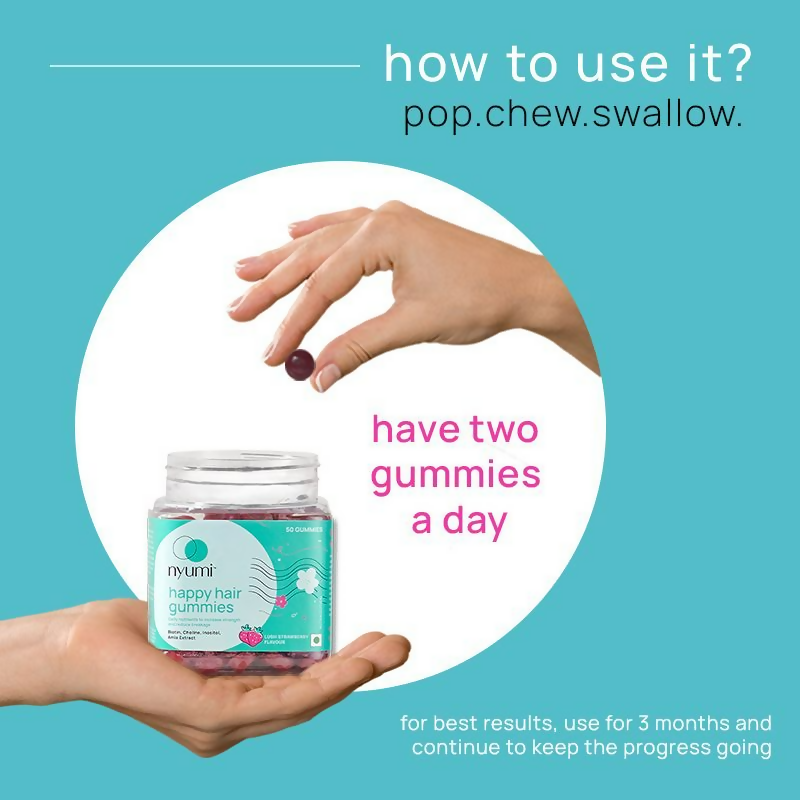 Nyumi Biotin Hair Gummies For Stronger Thicker And Shinier Hair - Amla Zinc, & Multivitamins | Grocsy