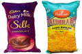 Unique Fashion Pack of 2 Microfibre Filled Reversible Cushion For Kids - Dairy Milk Silk And Haldiram | Grocsy