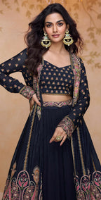 Anaita Black Chinon Readymade Suit with Heavy Embroidery & Sequence Work | Grocsy