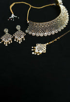 Mominos Fashion Johar Kamal Traditional Rajwadi Design Heavy Golden Colour Necklace Set | Grocsy