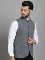 Even Apparels Nehru Jacket With Welt Pockets - Grey | Grocsy