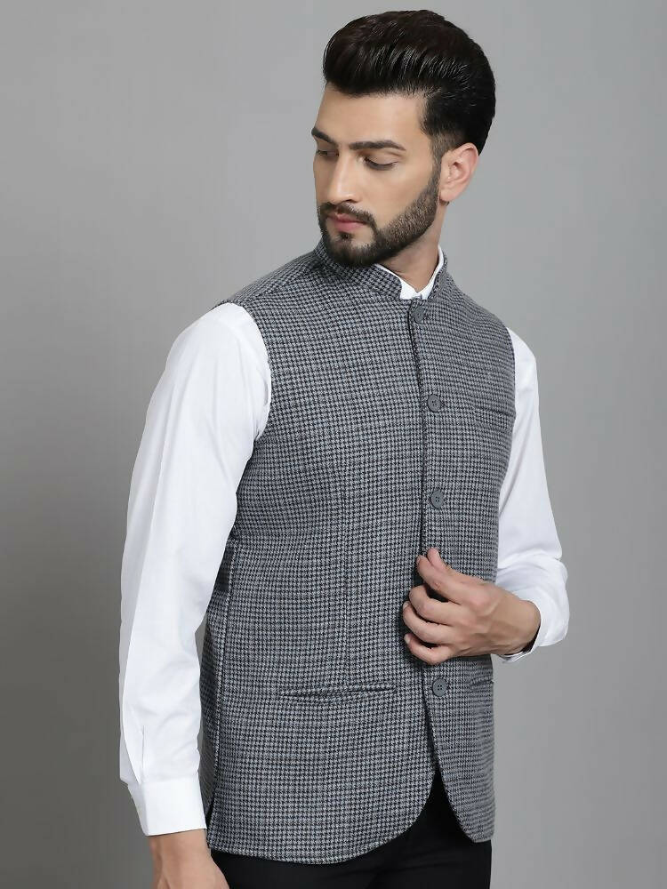 Even Apparels Nehru Jacket With Welt Pockets - Grey | Grocsy