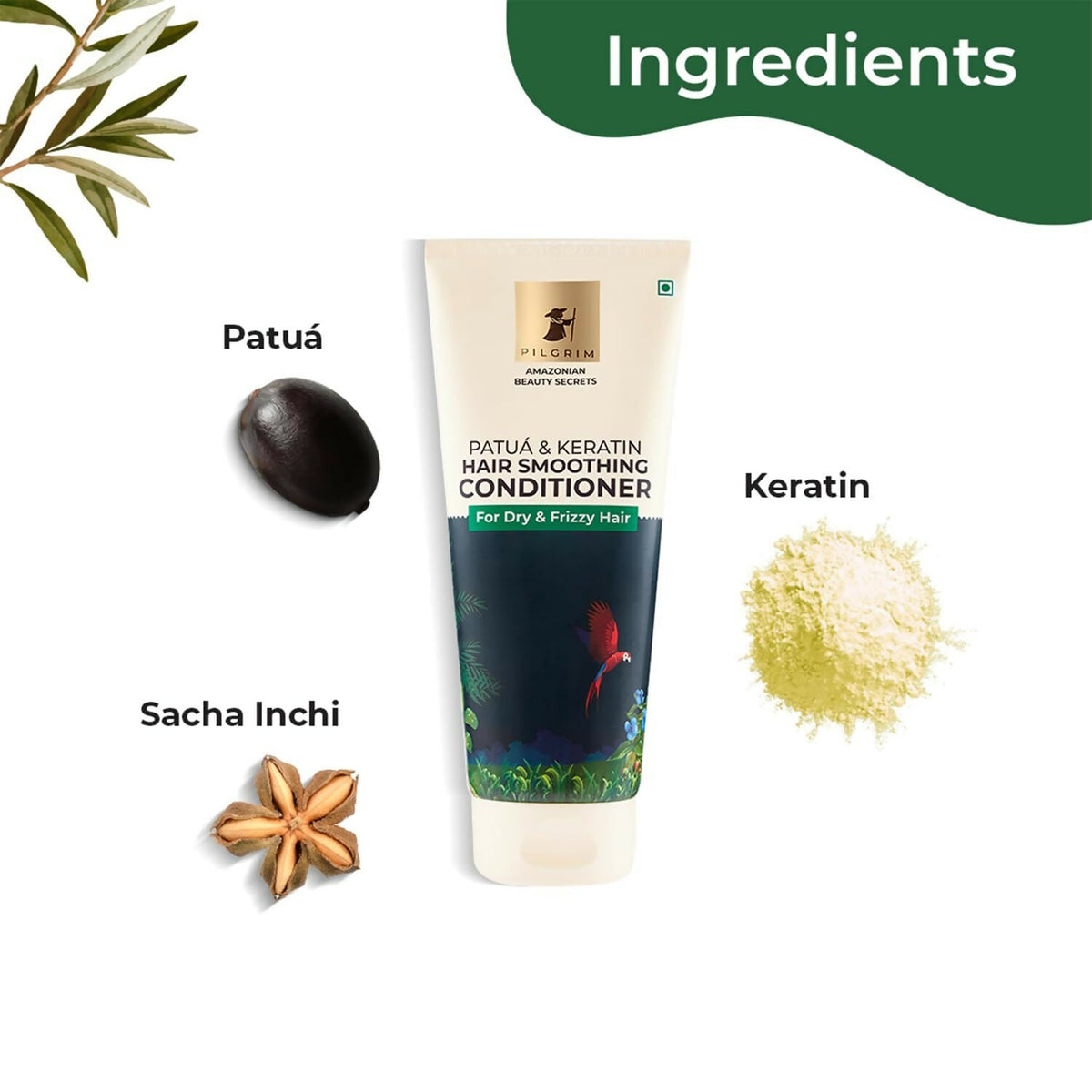 Pilgrim Amazonian Patua & Keratin Hair Smoothing Conditioner For Dry & Frizzy Hair With Sacha Inchi | Grocsy