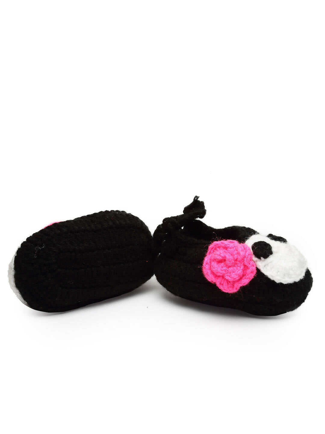 Chutput Kids Woollen Hand Knitted Cartoon Face Detailed Booties - Black | Grocsy