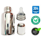Goodmunchkins Stainless Steel Baby Feeding Bottle 304 Grade for Infants/Toddlers with Bottle Cleaning Brush-300ml | Grocsy