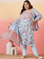 Sztori Women Floral Printed Regular Kurta with Trousers & With Dupatta | Grocsy