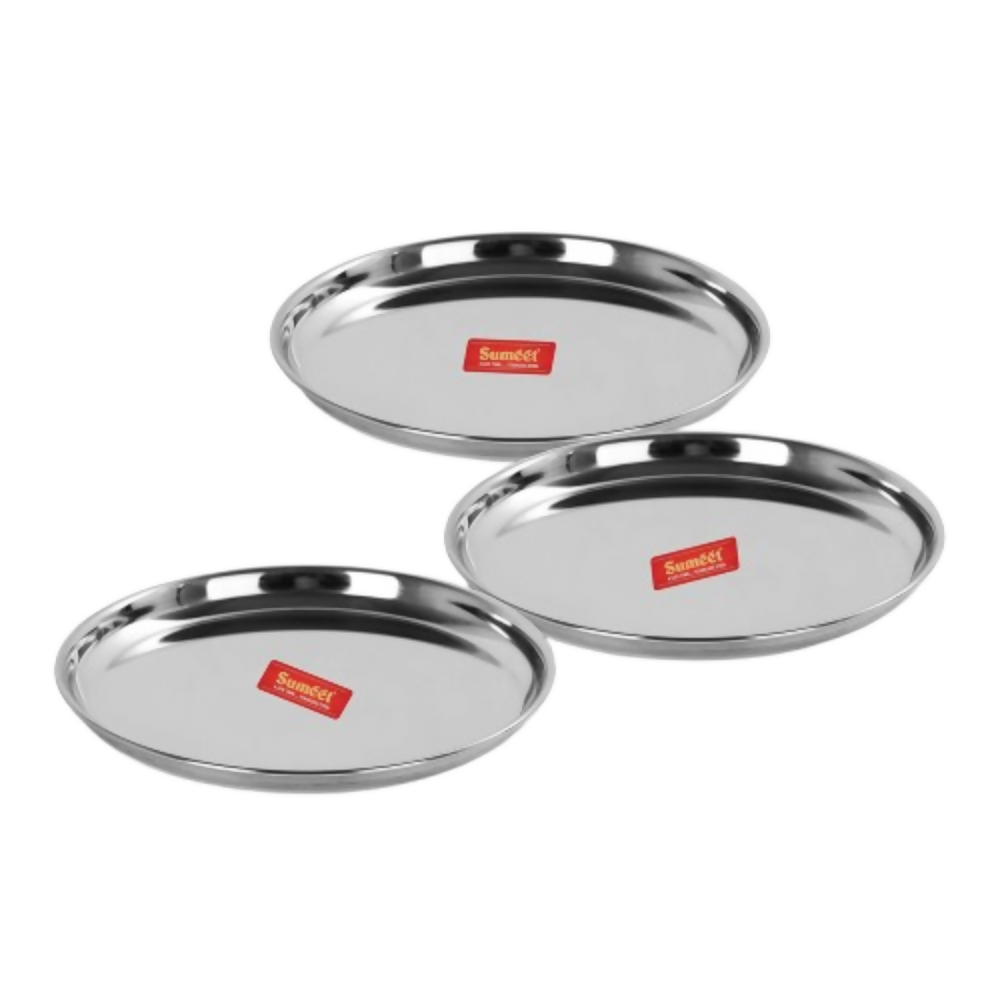 Sumeet Stainless Steel Plates - 17 cm | Grocsy