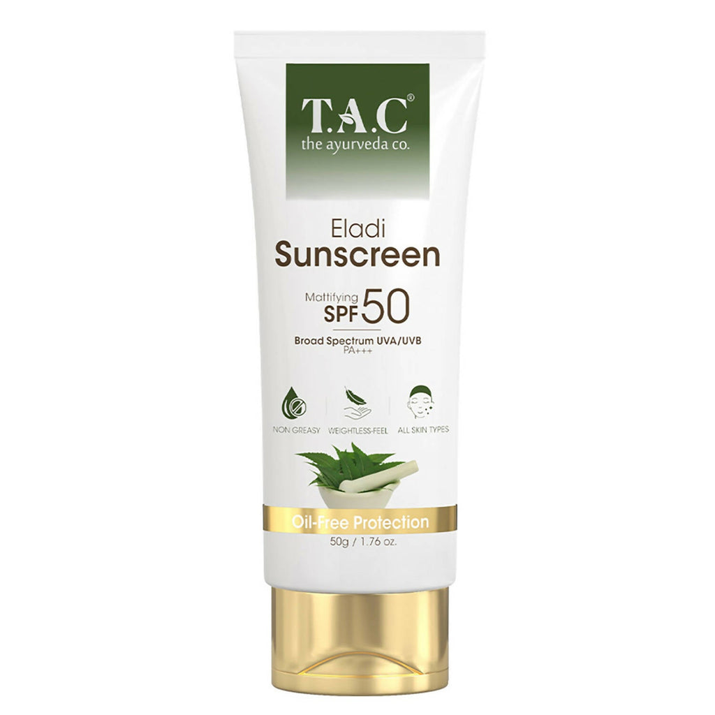 TAC - The Ayurveda Co. Eladi Sunscreen, Matifying SPF 50 & PA+++, for Women & Men | Grocsy
