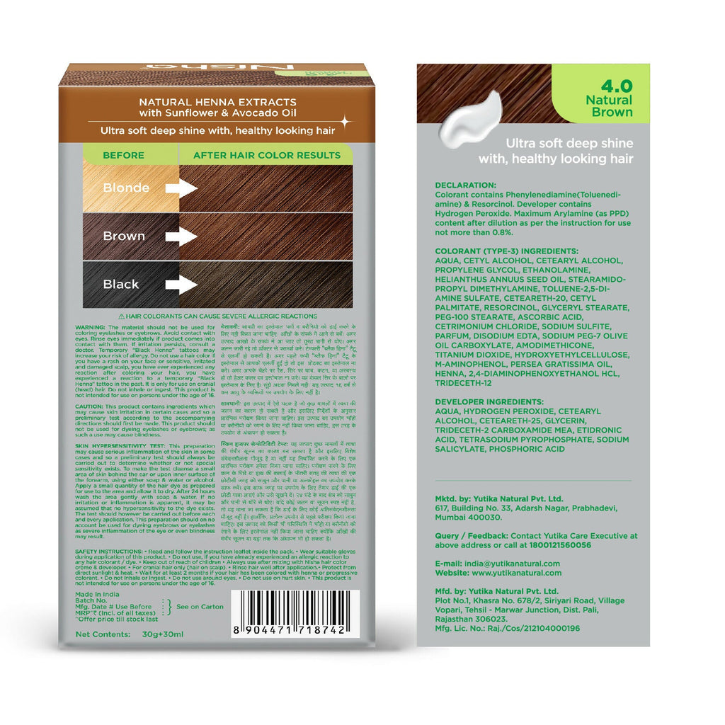 Nisha Creme Hair Color for Women & Men - Natural Brown | Grocsy
