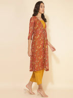 Janasya Women's Mustard Moss Solid Festive Crop Top Set | Grocsy