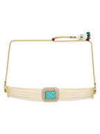 Women's Blue White Gold-Polished Handcrafted Necklace - Ruby Raang | Grocsy