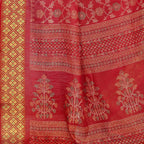 Mirchi Fashion Women's Red Cotton Blend Kalamkari Printed Saree | Grocsy