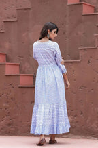 Yufta Blue Printed Dress | Grocsy