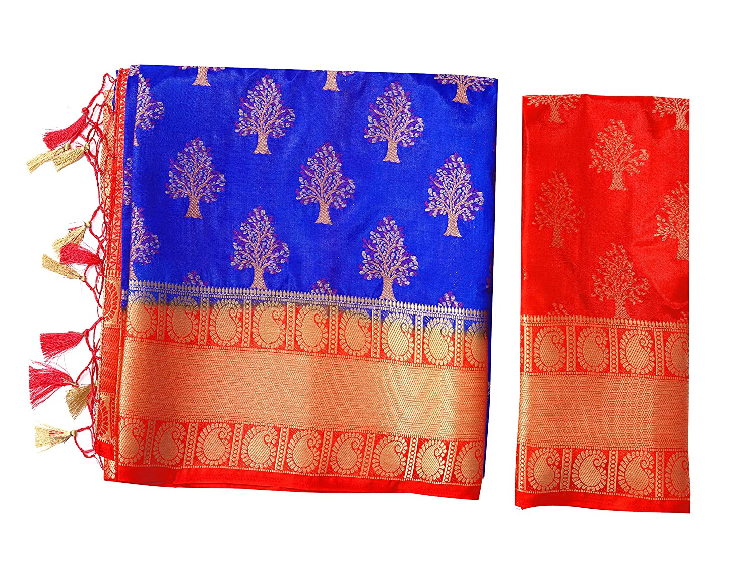 Mimosa Women's Kanchipuram Art Silk Saree With Un-Stitched Blouse | Grocsy