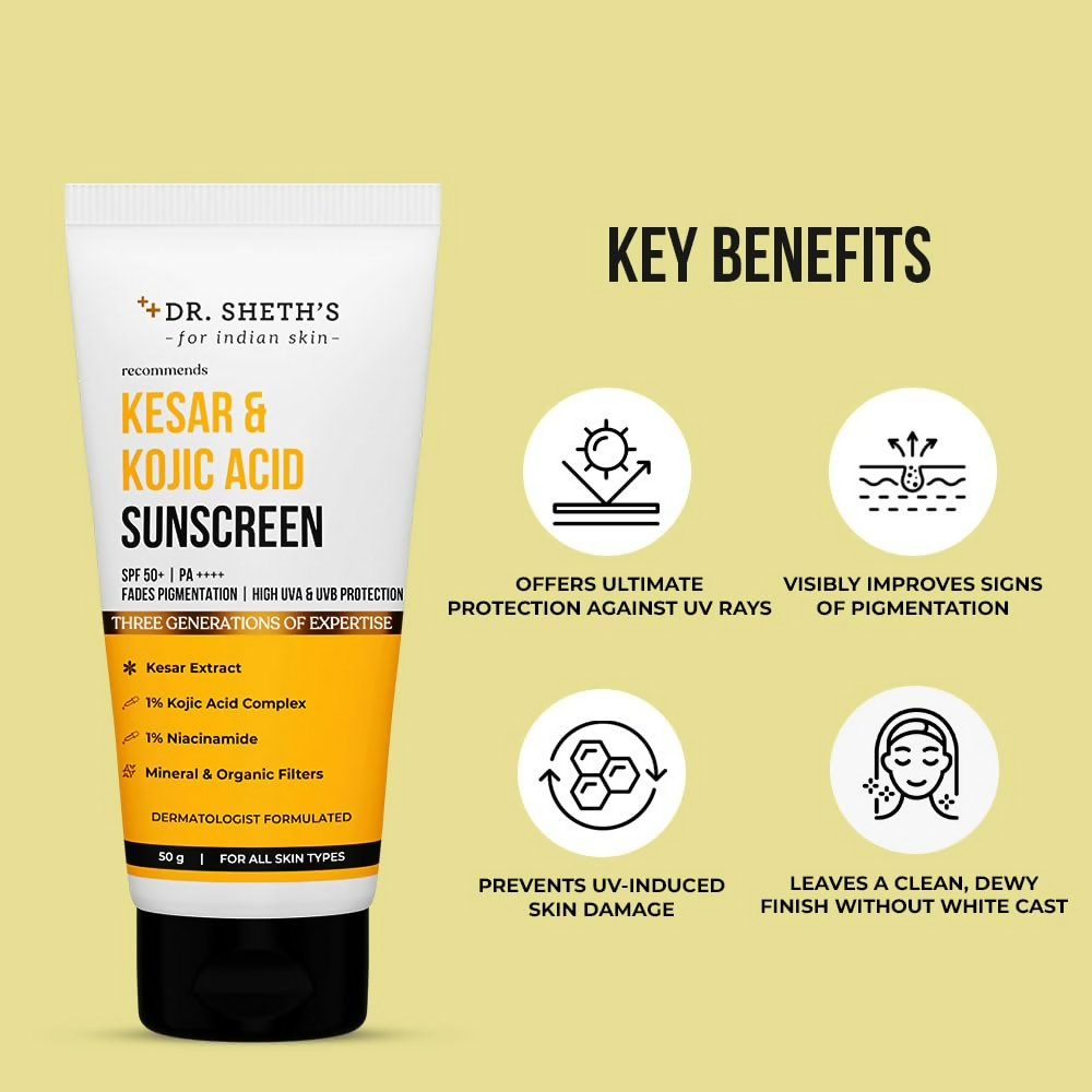 Dr. Sheth's Kesar & Kojic Acid Sunscreen | Grocsy